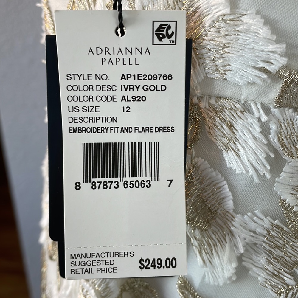 New Abrianna Papell Embroidery Fit and Flare summer wedding Dress Sz 12 - Picture 7 of 11